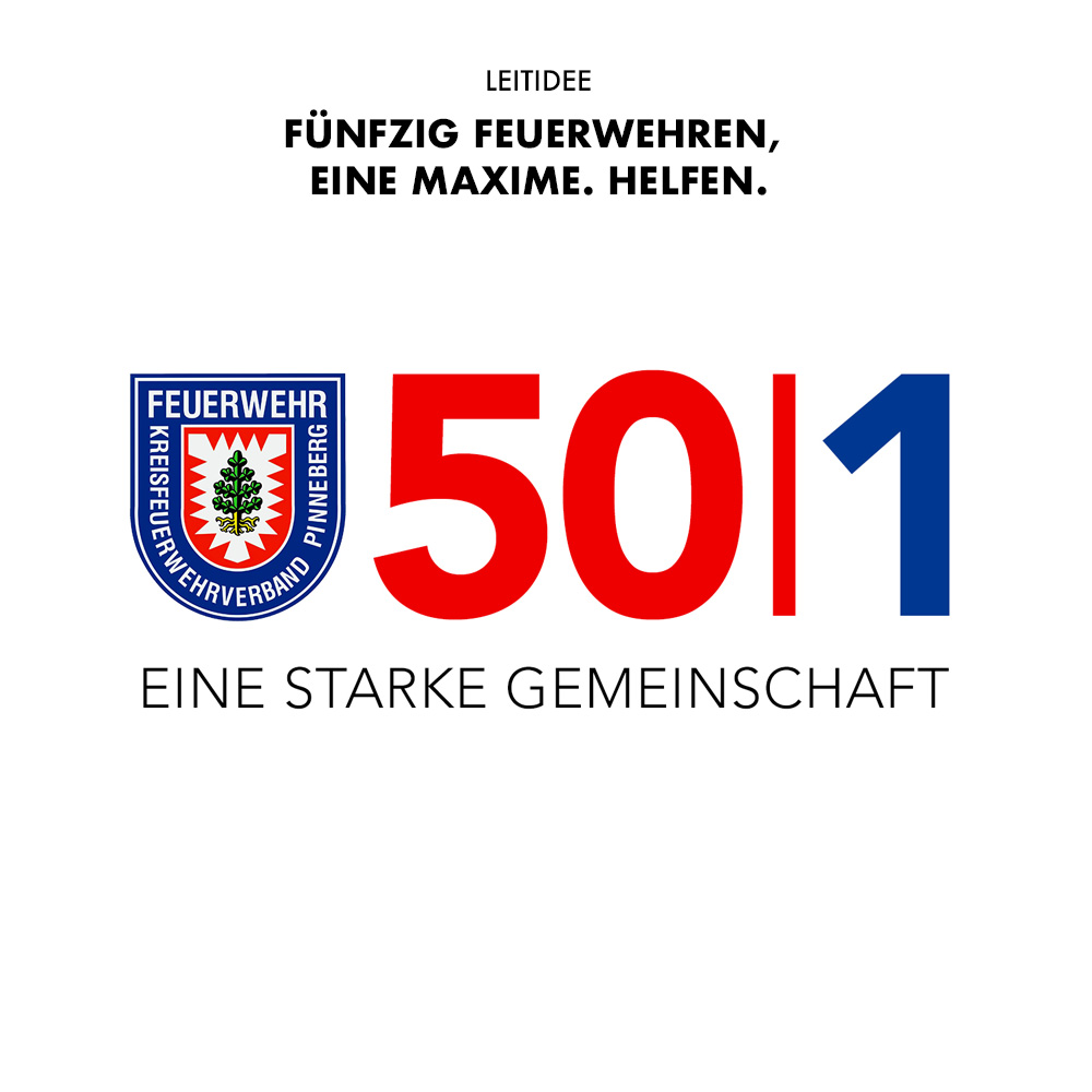 KYVPI_0000_Leitidee Fünfzig FEuerwehren, eine MAxime. Helfen. Ralf Kruse Markendesign, Brand Identity, Werbung und Marketing, Kreisfeuerwehrverband Pinneberg